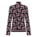 Pink Crystal High Neck Knit Top