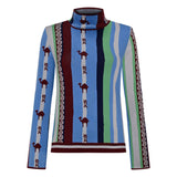 Ice Stripted High Neck Top