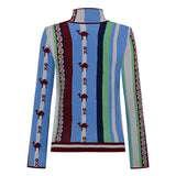 Ice Stripted High Neck Top