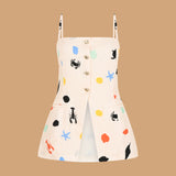 Ocean Dots Linen Vest Top