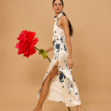 Midnight Ocean Halter Maxi Dress