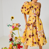 Sunflare One-Shoulder Belted Dress