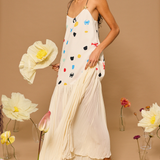 Ocean Dot Pleated Maxi Dress