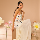 Ocean Dot Pleated Maxi Dress