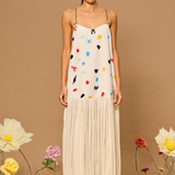 Ocean Dot Pleated Maxi Dress