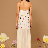 Ocean Dot Pleated Maxi Dress
