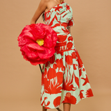 Coral Breeze One-Shoulder Dress