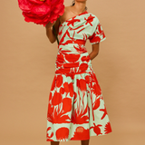 Coral Breeze One-Shoulder Dress