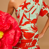 Coral Breeze One-Shoulder Dress