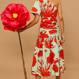 Coral Breeze One-Shoulder Dress