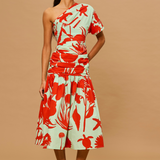Coral Breeze One-Shoulder Dress