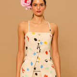 Ocean Dots Linen Vest Top
