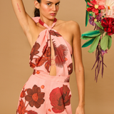 Floral Flare Halter Short Jumpsuit