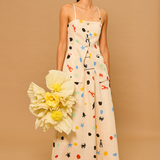 Ocean Dots Linen Maxi Skirt