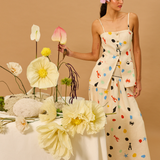 Ocean Dots Linen Maxi Skirt