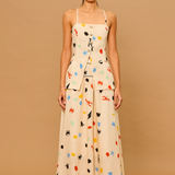 Ocean Dots Linen Maxi Skirt