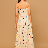Ocean Dots Linen Maxi Skirt