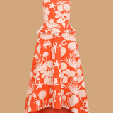 Coral Bloom Strapless Peplum Dress