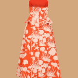 Coral Bloom Strapless Peplum Dress