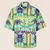 Green Palm 100% Linen Short Sleeve Shirt