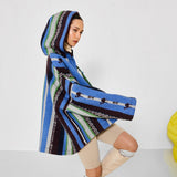 Ice Striped 100% Wool Hooded Jacket