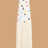 Ocean Dot Pleated Maxi Dress