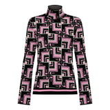 Pink Crystal High Neck Knit Top