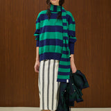 Striped  Crew Neck Knit Sweater