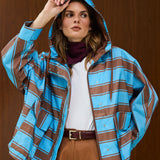 Striped Hooded Rain Coat