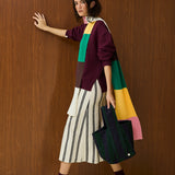 Solid Crew Neck Knit Sweater