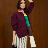 Solid Crew Neck Knit Sweater