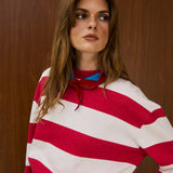 Striped  Crew Neck Knit Sweater