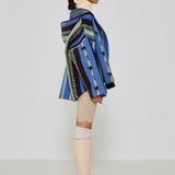 Ice Striped 100% Wool Hooded Jacket