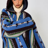 Ice Striped 100% Wool Hooded Jacket