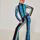 Ice Stripted High Neck Top