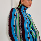 Ice Stripted High Neck Top