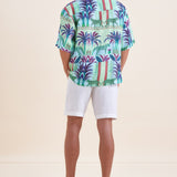 Green Palm 100% Linen Short Sleeve Shirt