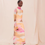 Orange Iceberg Mesh Dress