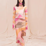 Orange Iceberg Mesh Skirt