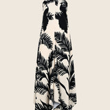 Black&White Halter Neck Long Dress