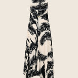 Black&White Halter Neck Long Dress