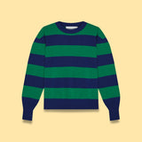 STRIPED  CREW NECK KNIT SWEATER