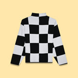 BLACK &WHITE TURTLE NECK KNIT SWEATER