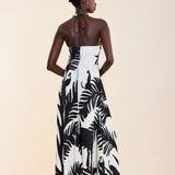 Black&White Halter Neck Long Dress