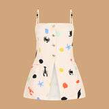 Ocean Dots Linen Vest Top
