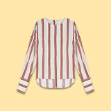 COTTON ROUND NECK BLOUSE WITH BACK BUTTON