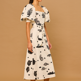 Midnight Tide Puff Sleeve Dress