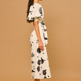 Midnight Tide Puff Sleeve Dress
