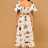 Midnight Tide Puff Sleeve Dress