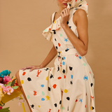 Ocean Dot One Shoulder Maxi  Dress